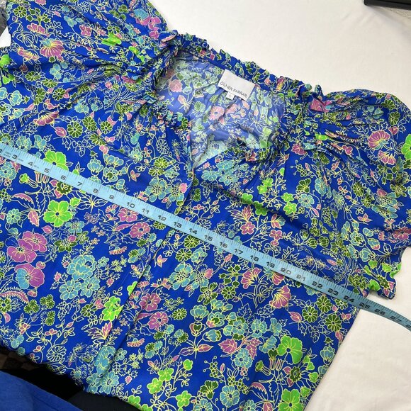 Gilner Farrar Sydney Maxi Dress Blue Green Floral Print Boho Chic Size Large - Picture 5 of 10